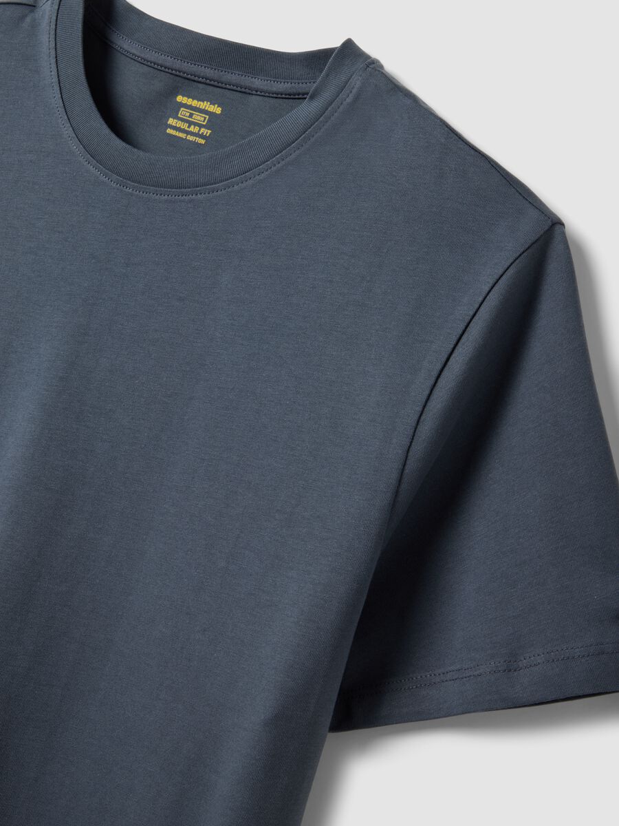 Blue pure cotton short sleeve T-shirt regular fit_5