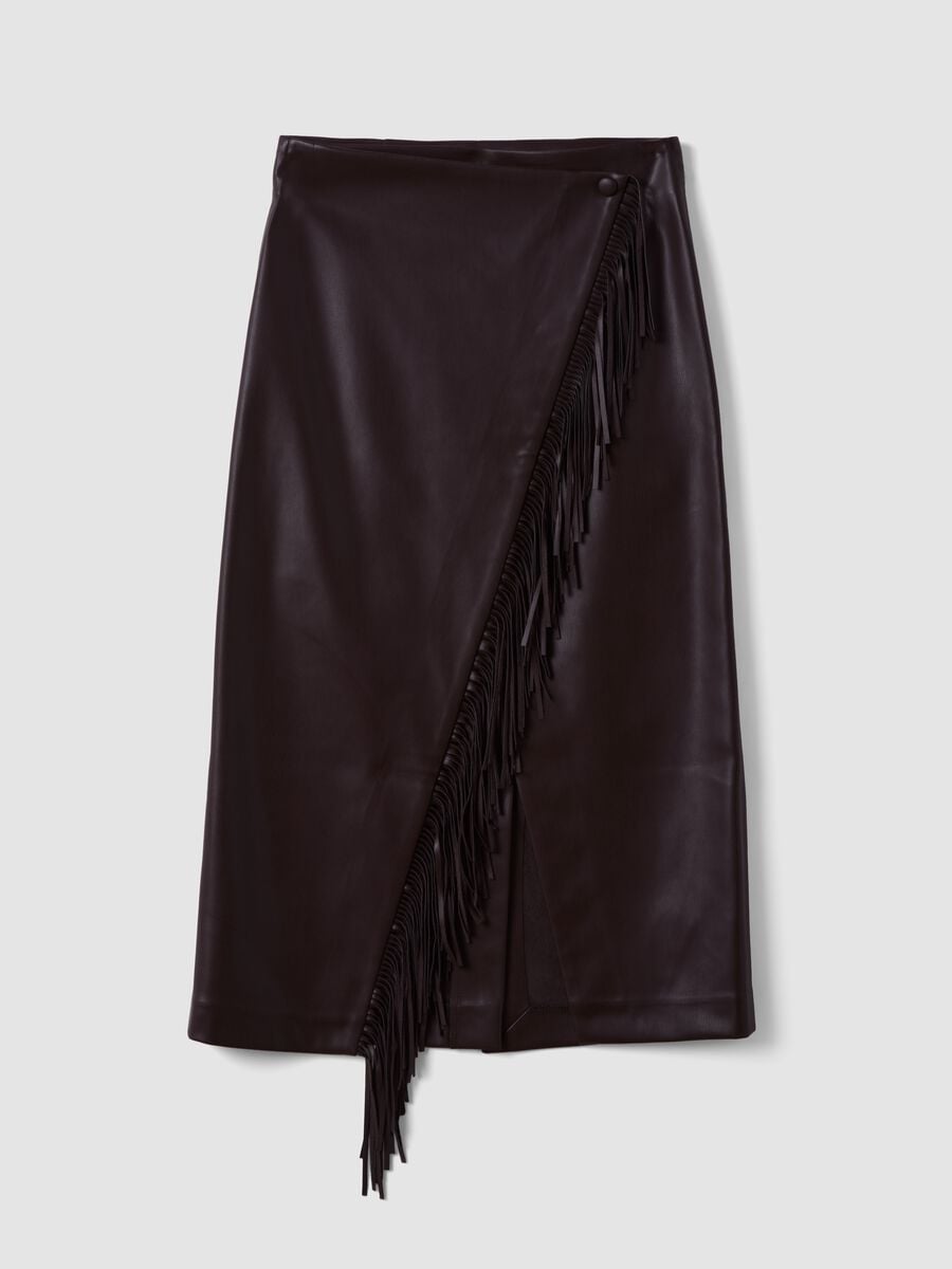 Brown midi skirt with fringe_4
