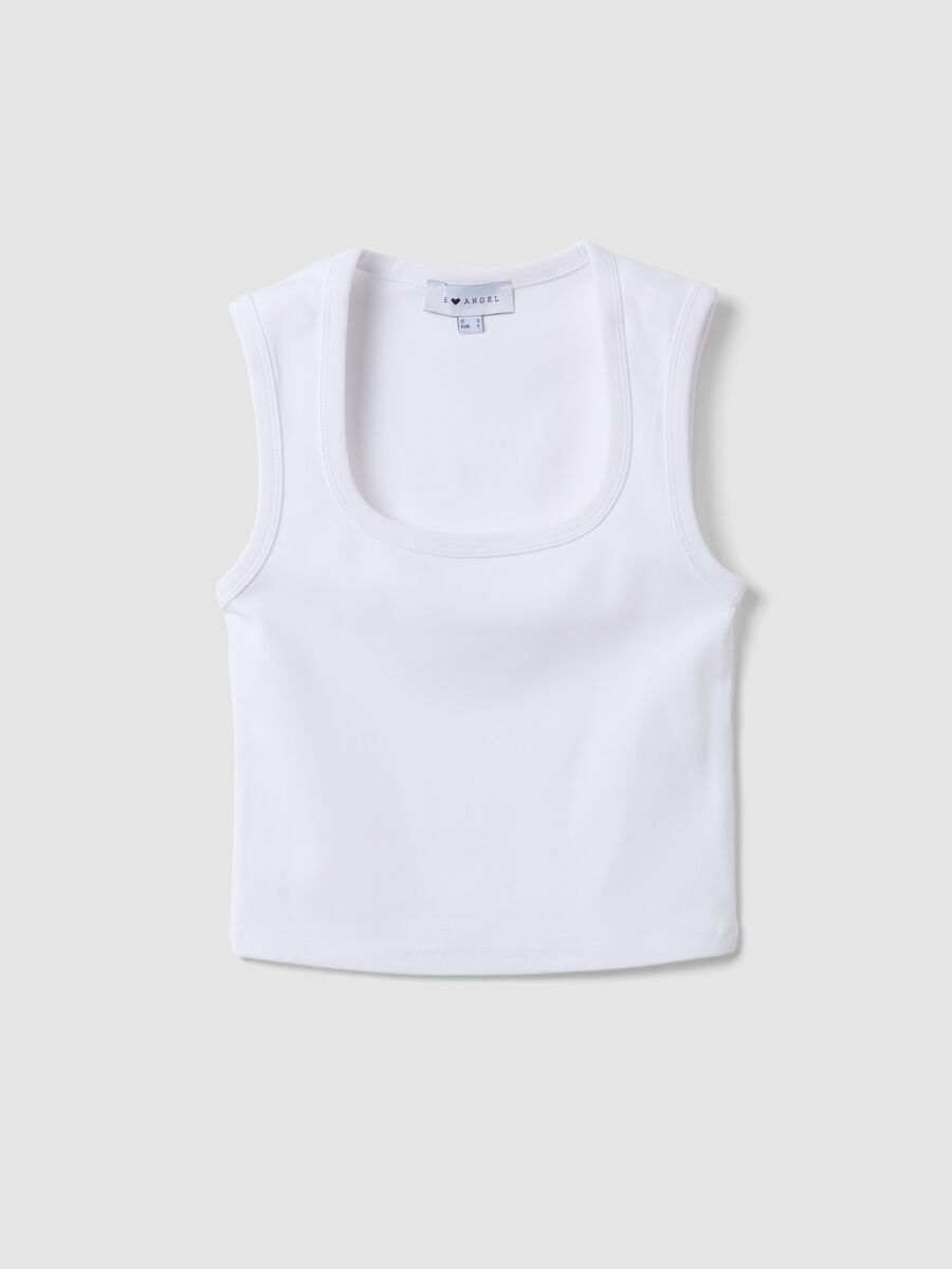White stretch cotton tank top_4