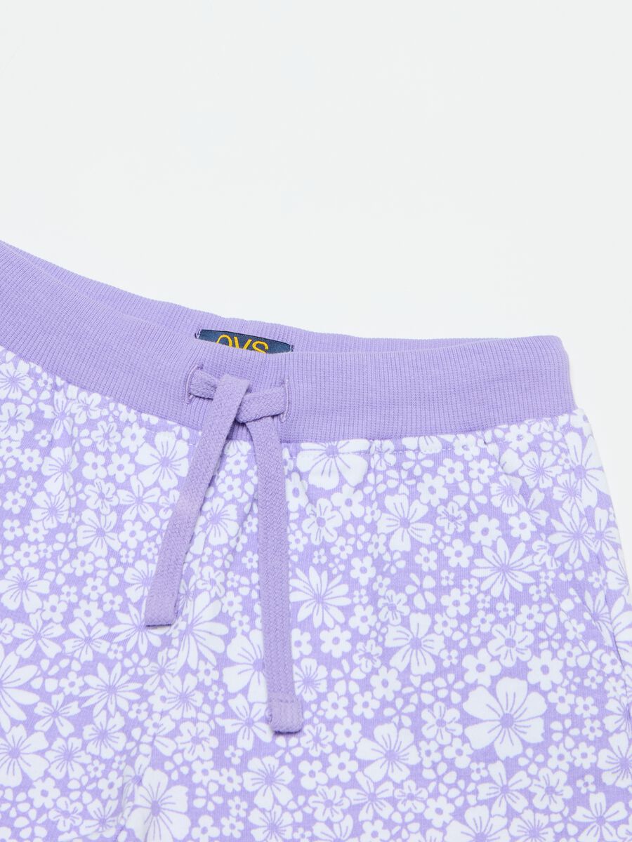 Shorts with drawstring and small flowers print_2