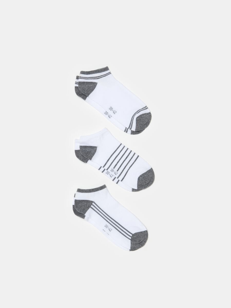 Pack tres calcetines invisibles con estampado de rayas_0