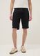 Black denim cotton blend slim fit shorts_1