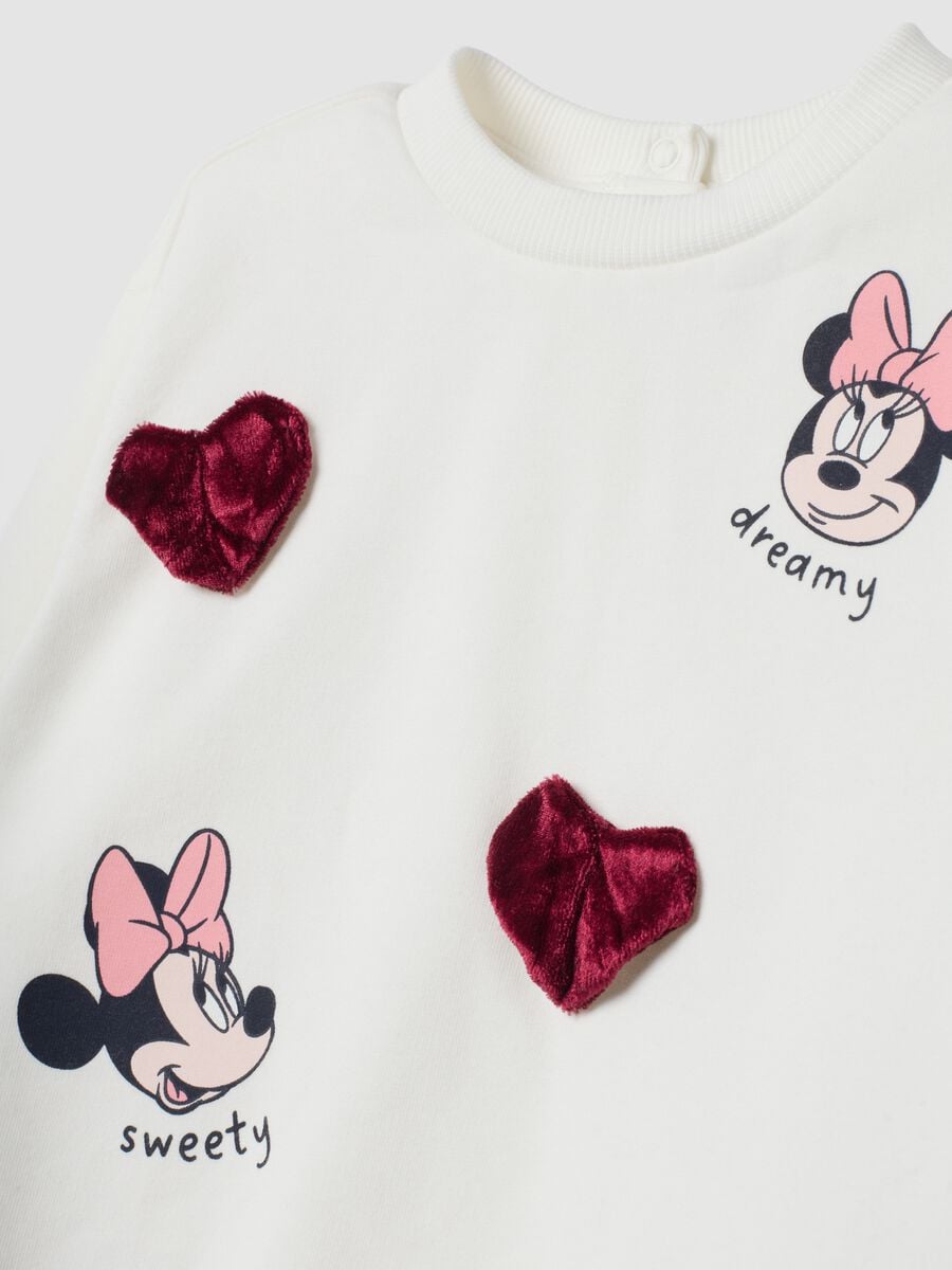 Completo over jogging bianco in cotone organico elasticizzato con stampe Minnie_3