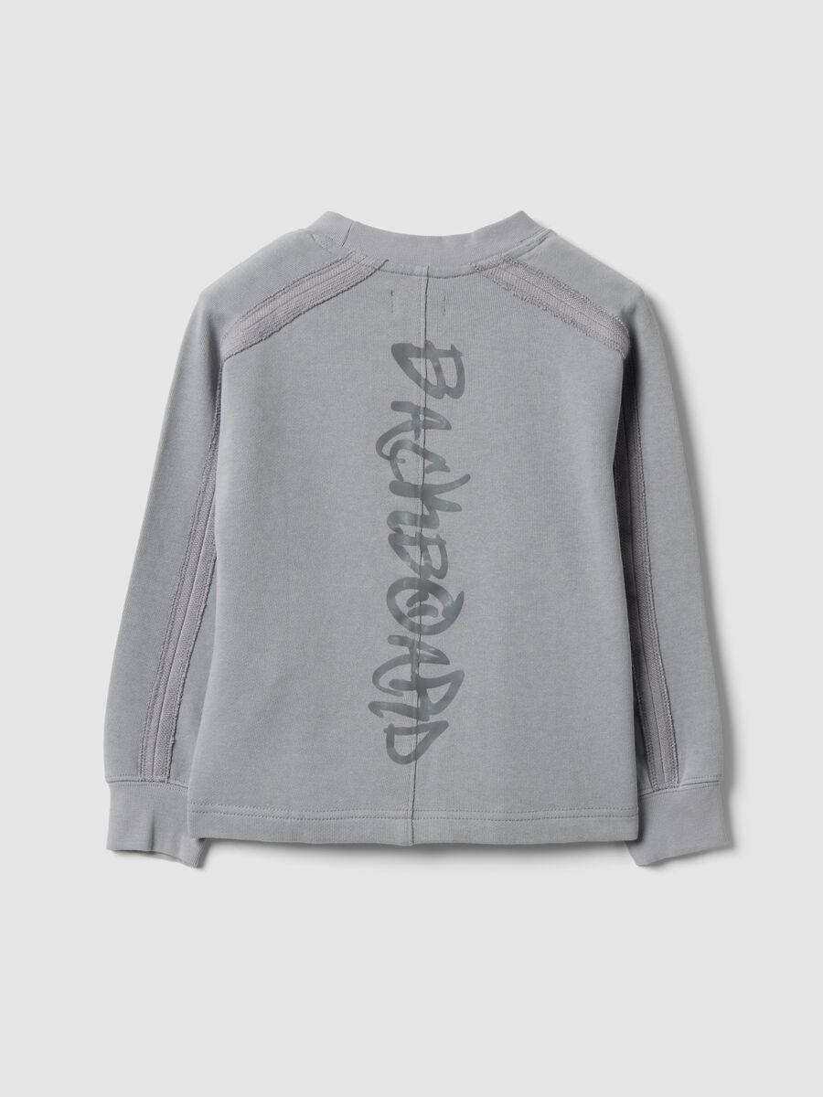 Grey cotton-blend crew-neck sweatshirt with print for boys, oversized fit_1