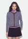 Blauer, gestreifter Oversize-Cardigan mit Rundhalsausschnitt aus Lyocell-Wollmix_1
