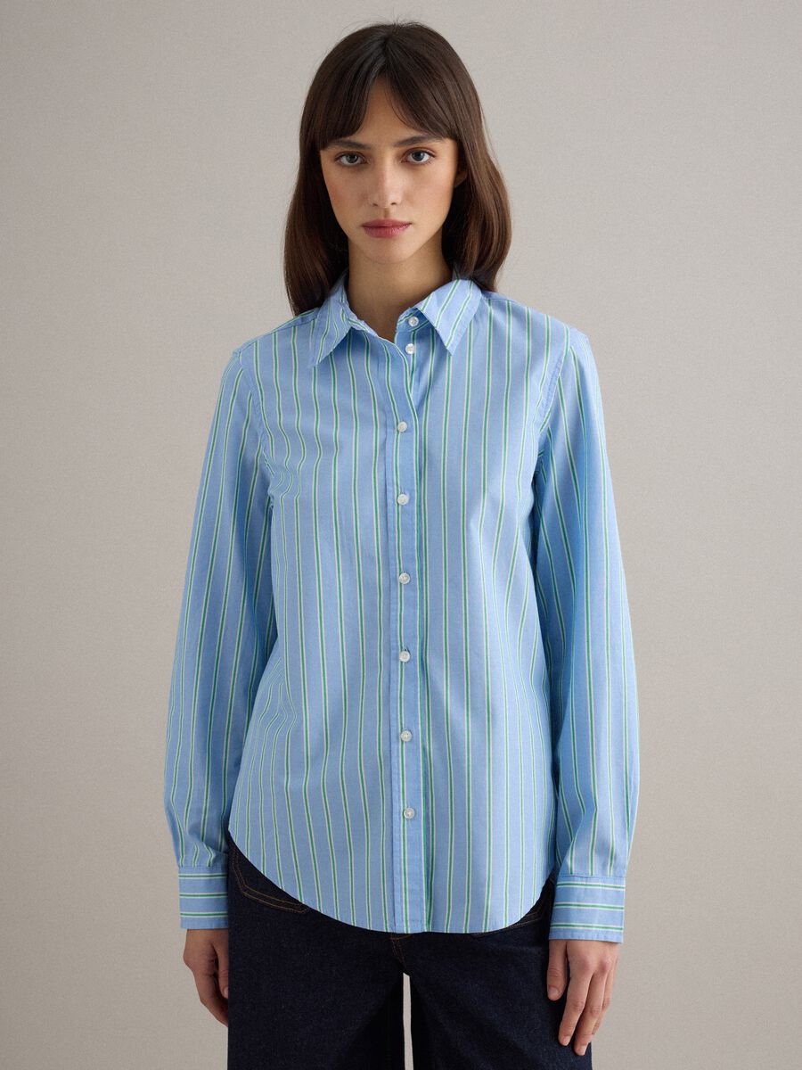 Light blue pure cotton striped shirt with regular fit_2