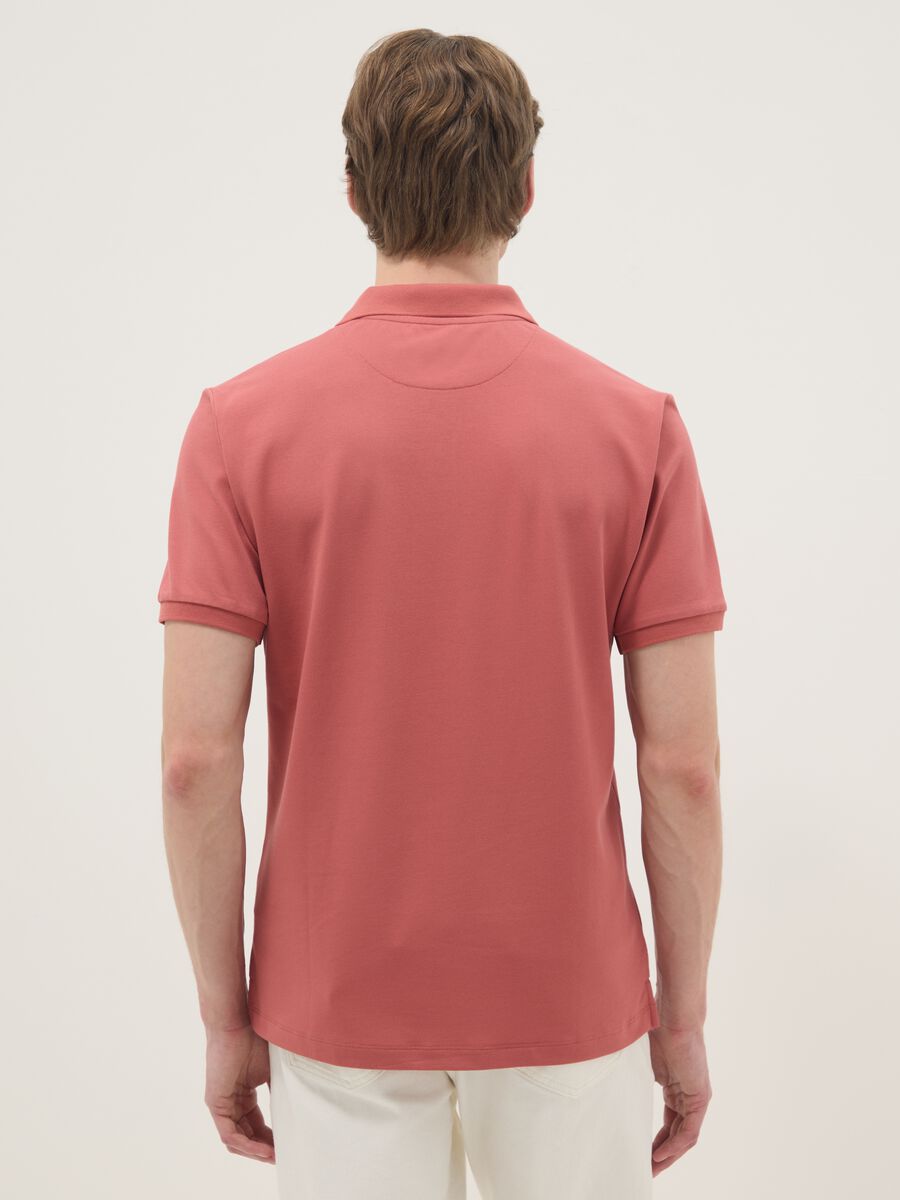 Red Stretch Cotton Blend Polo Regular Fit_3