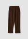 Braune Regular-Fit-Hose aus elastischem Rippstoff_2