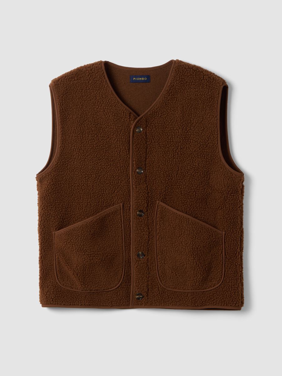 Light brown V-neck gilet with patch pockets_4
