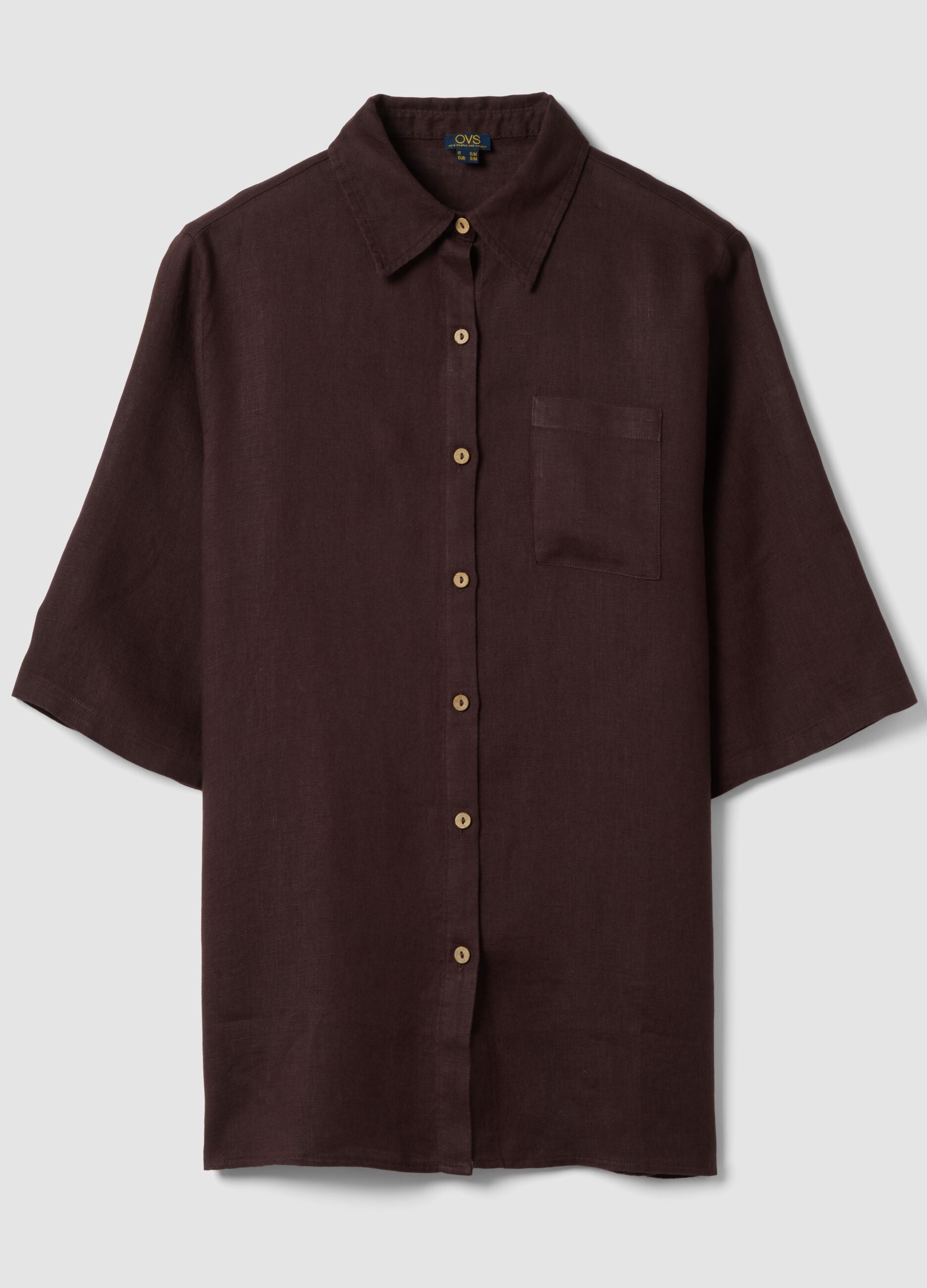 Brown pure linen beach cover-up