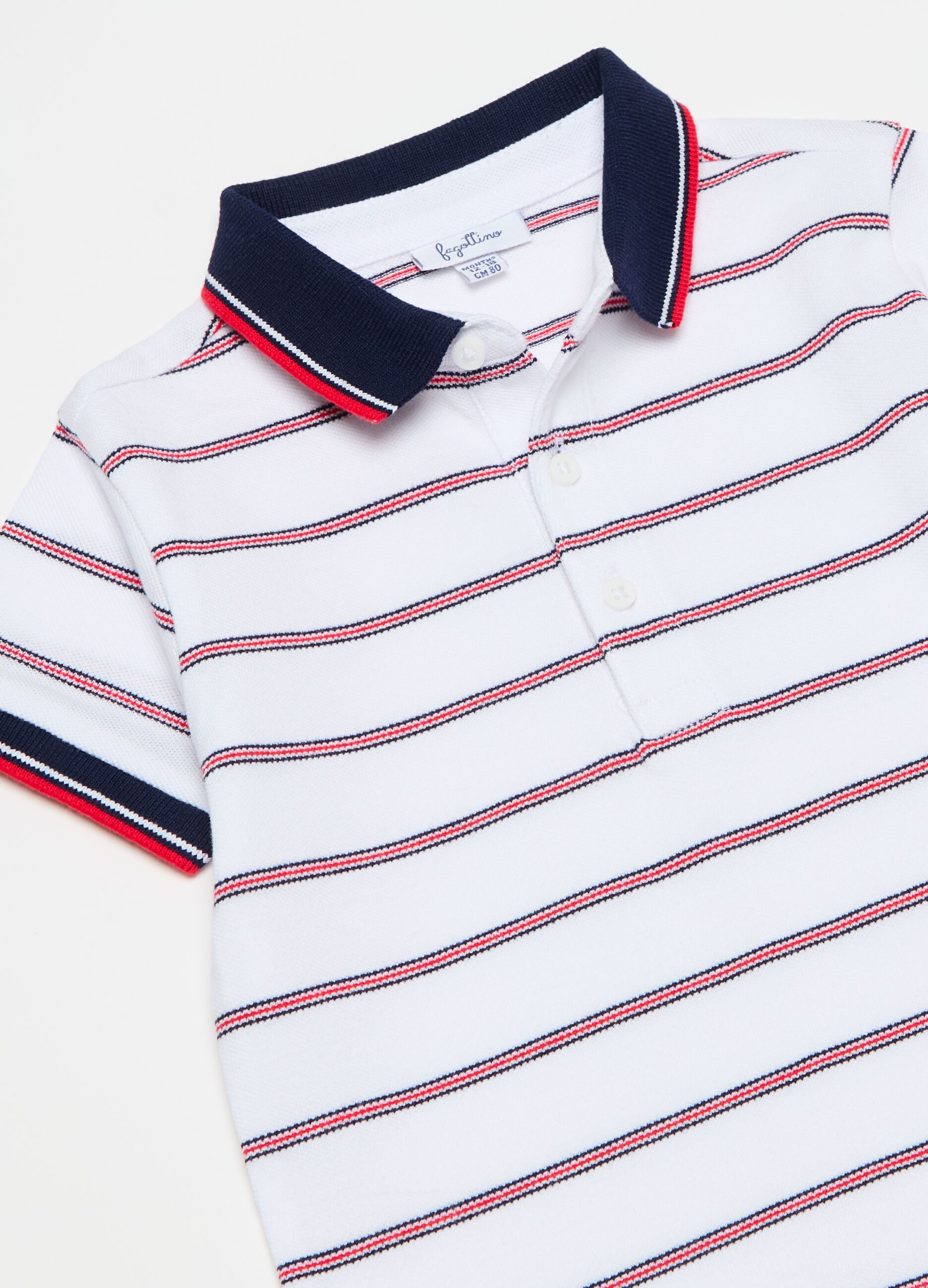 Polo shirt in piquet with striped pattern