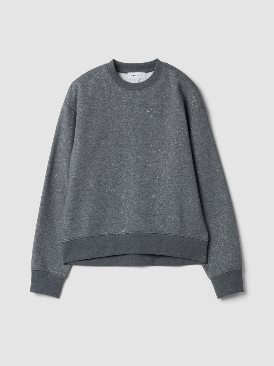 Graues Sweatshirt aus Baumwollmix mit Rundhalsausschnitt und Lurex-Print_0