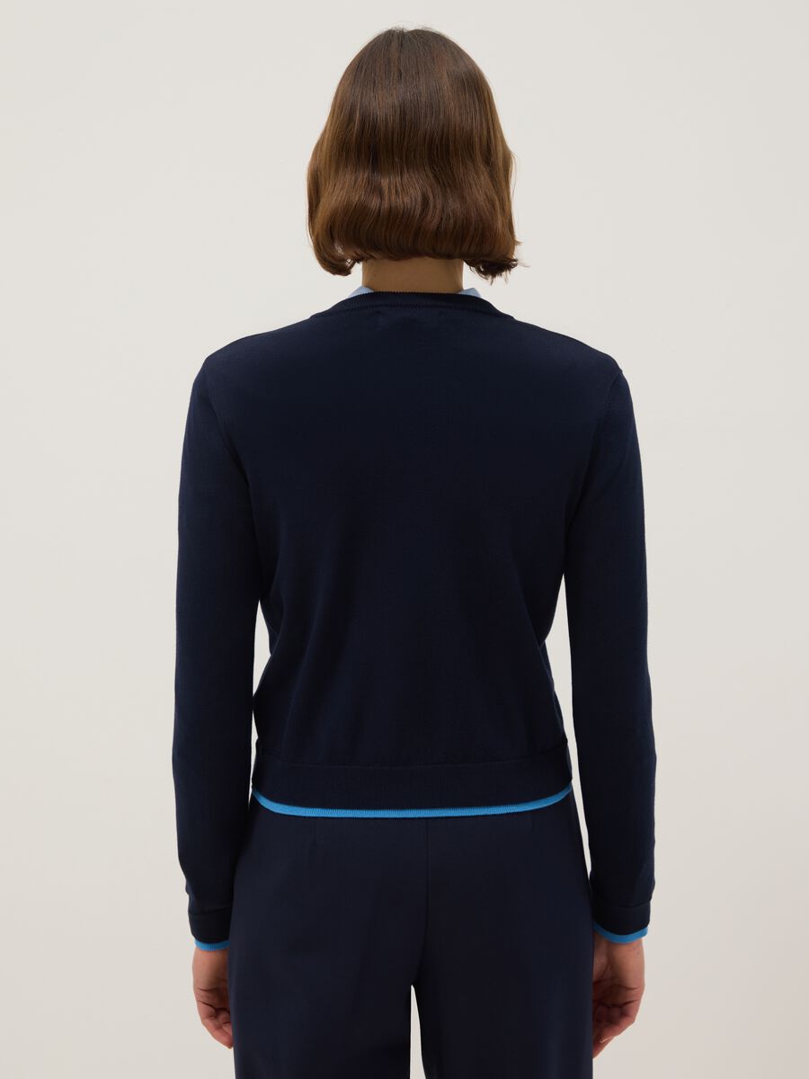 Blue Viscose Blend Cardigan Regular Fit_2