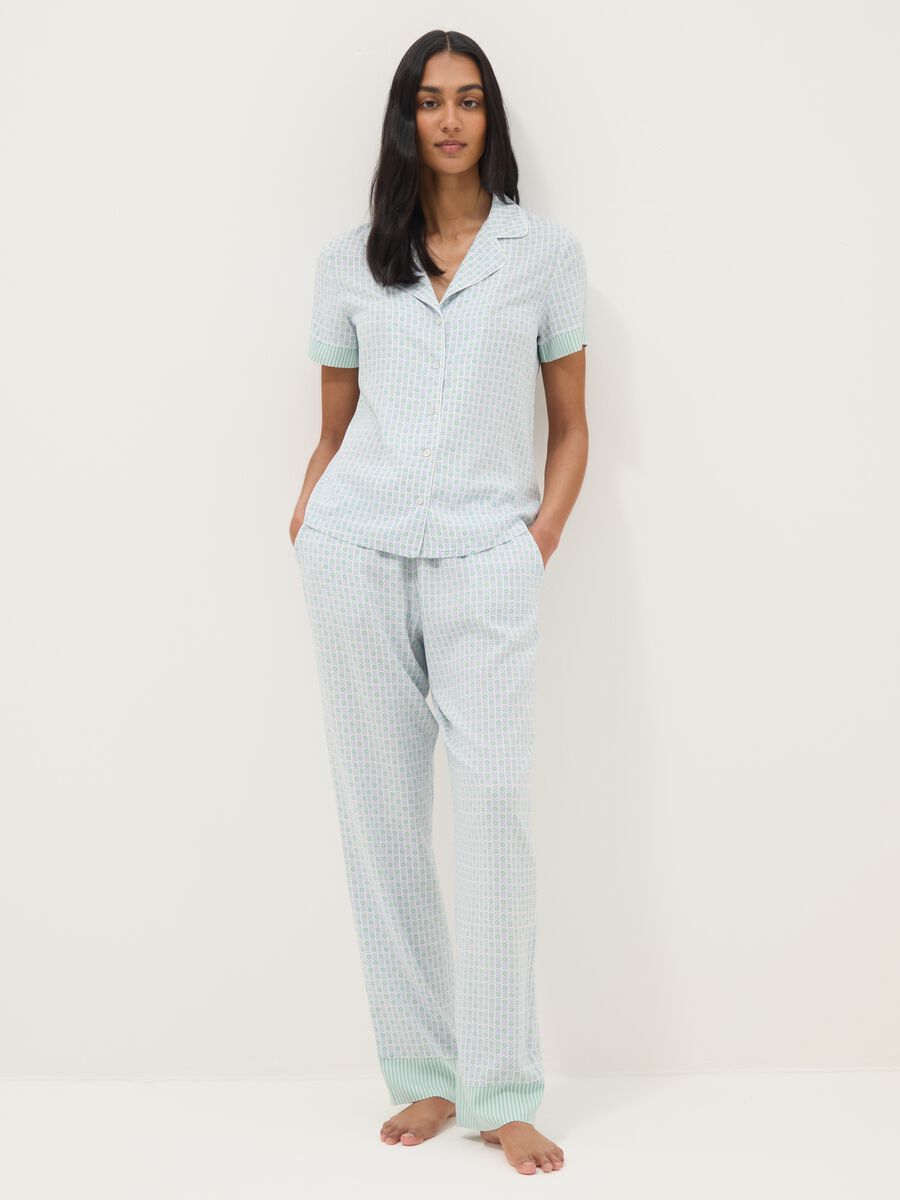 Pyjamahose aus reiner Viskose, mehrfarbig mit geometrischem Muster, regul&auml;re Passform_0