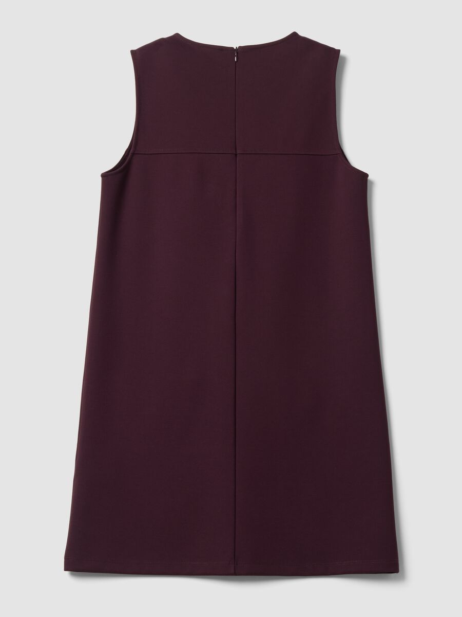 Abito smanicato rosso in punto Milano di viscosa elasticizzata straight fit_6