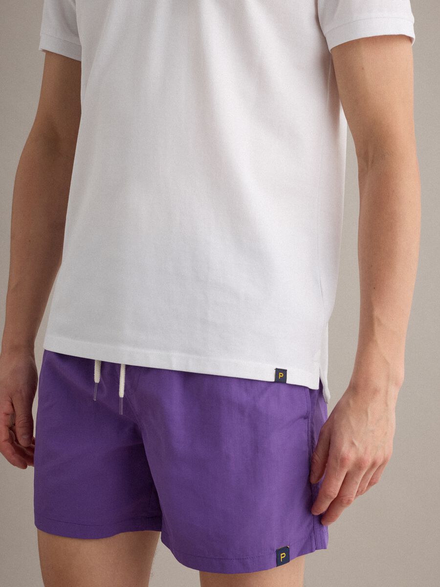 Short de bain violet avec taille &eacute;lastiqu&eacute;e et cordon de serrage_2