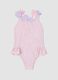 Pink stretch swimsuit with appliqu&eacute; flowers_0