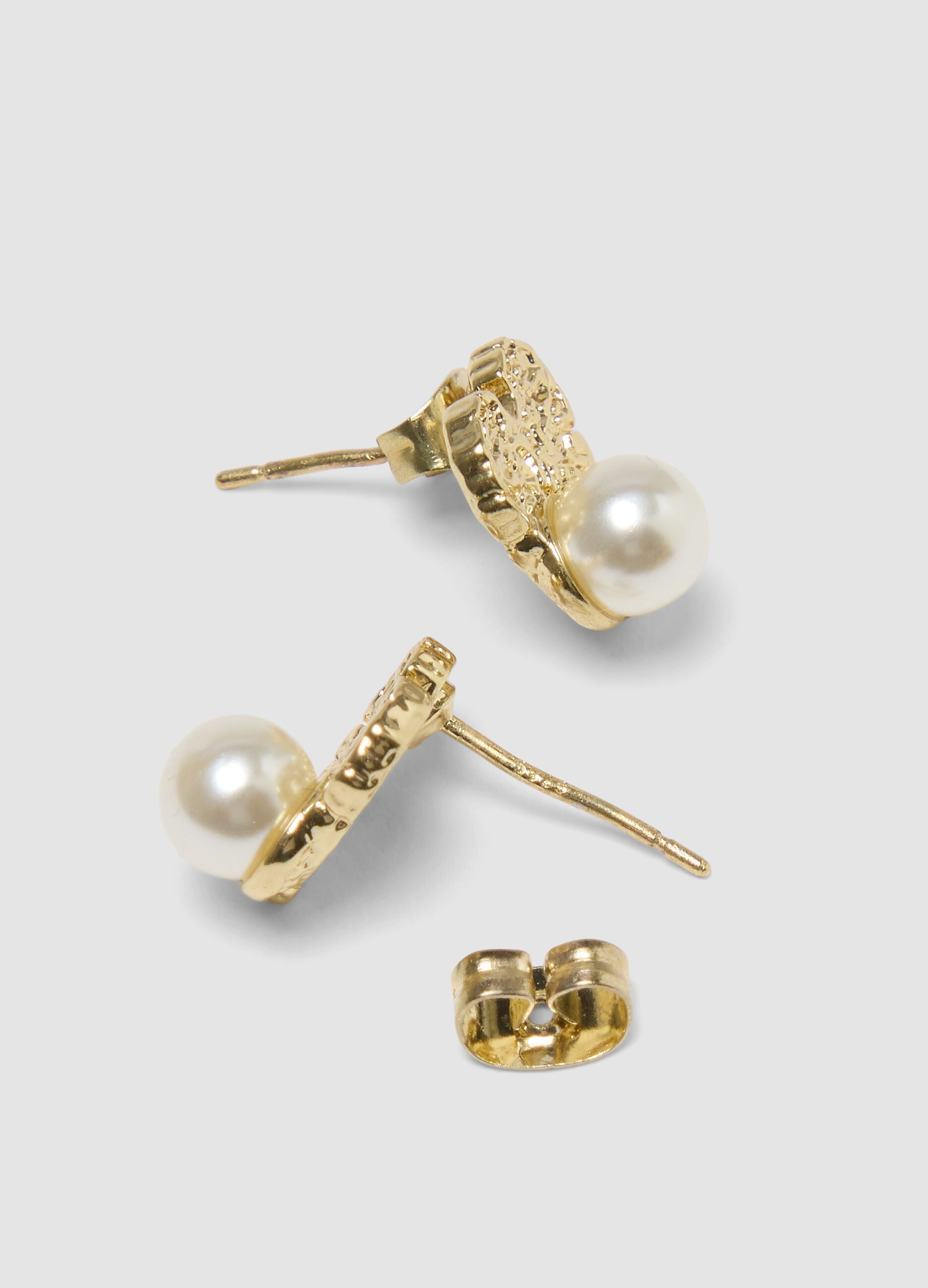 Gold-tone heart stud earrings