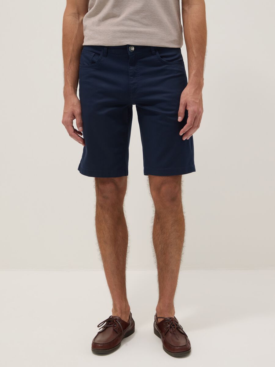 Blue stretch-cotton Bermuda shorts_1