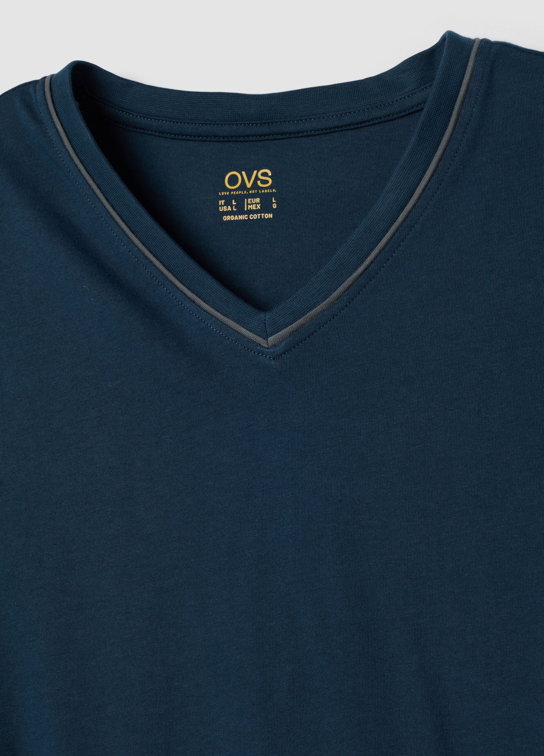 Blue pure organic cotton V-neck pyjamas