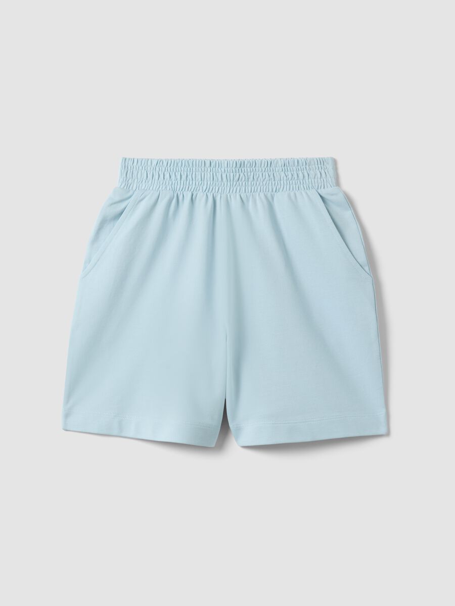 Girls' blue pure cotton oversized fit shorts_3