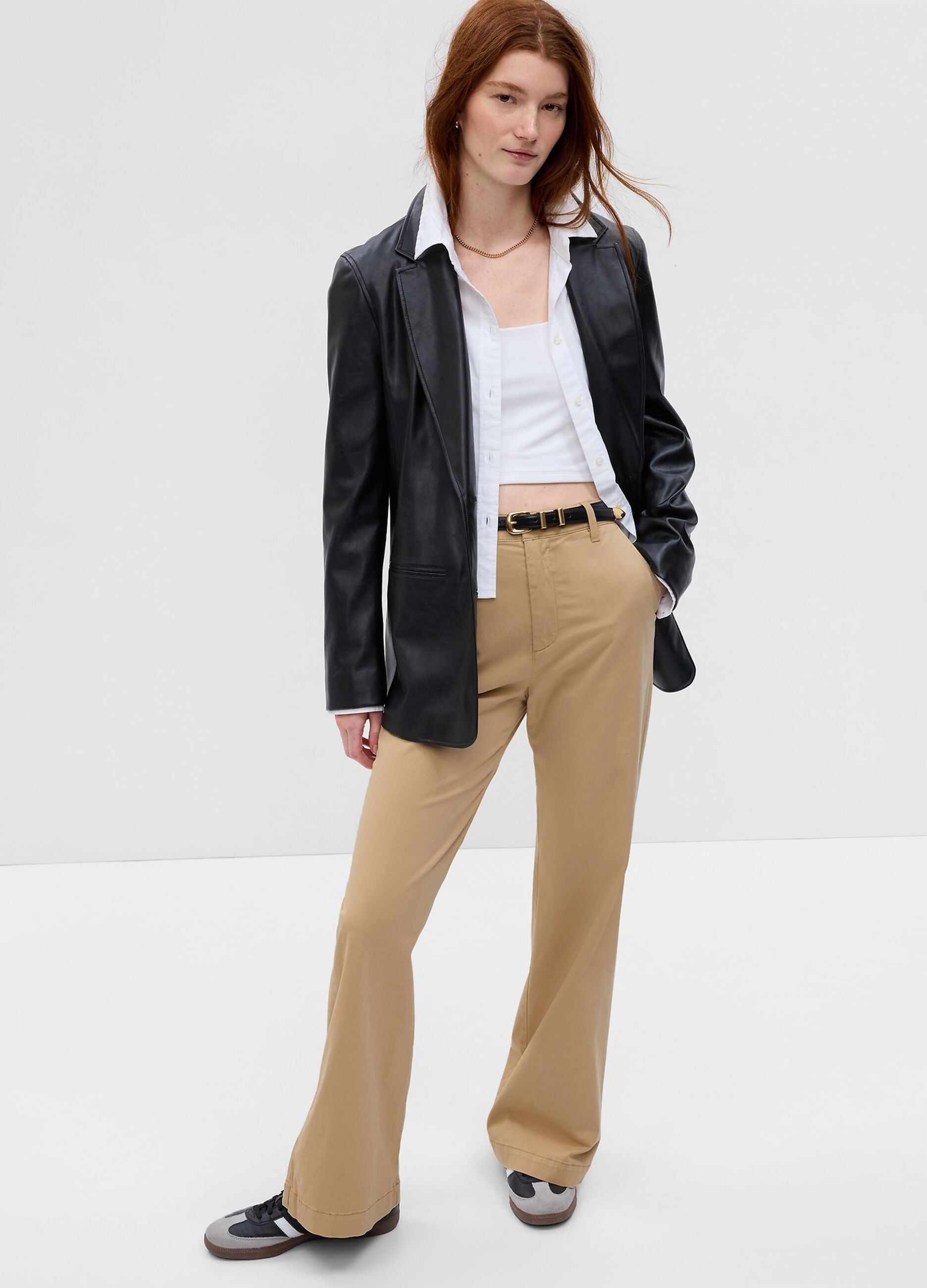 Flare-fit, stretch cotton trousers