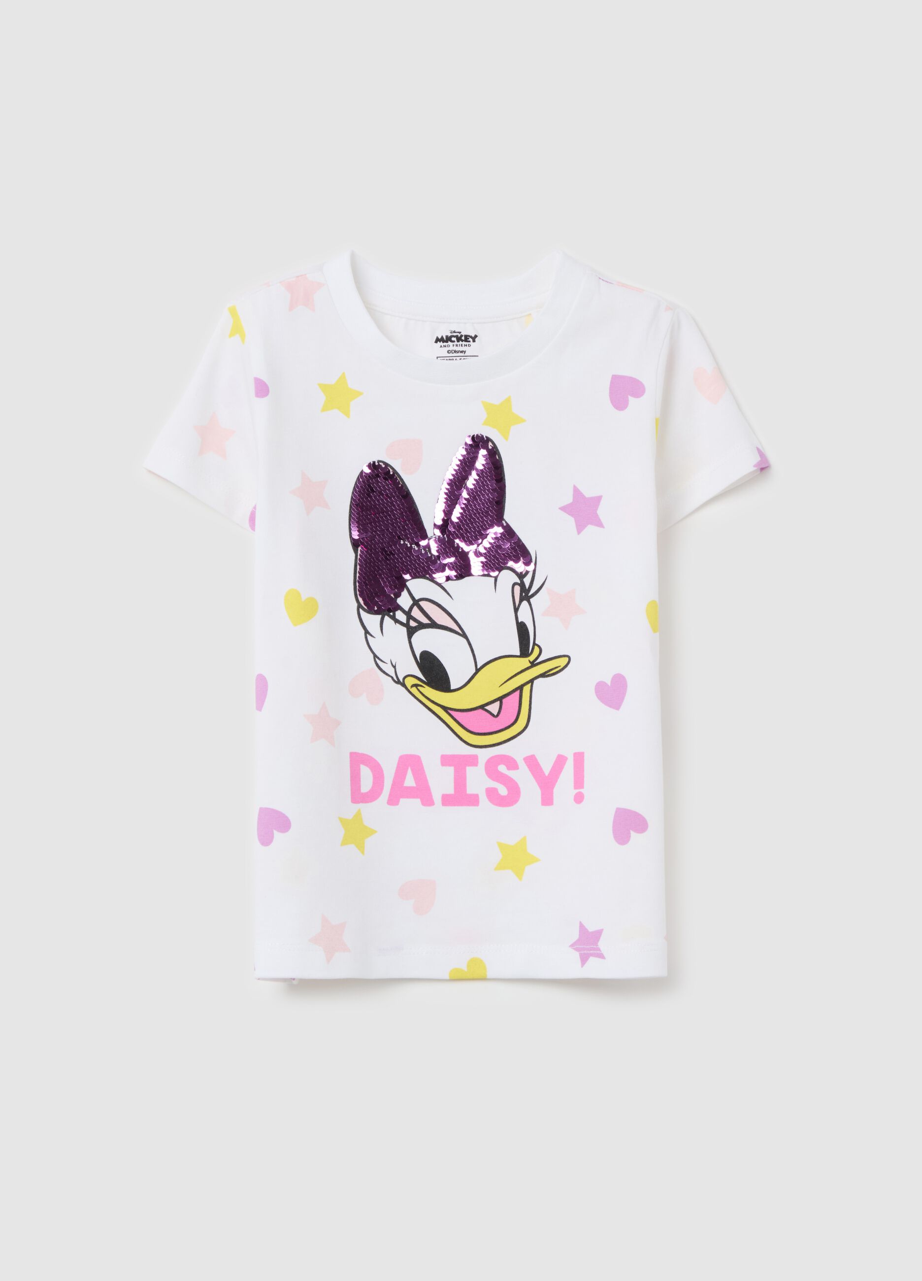 T-shirt with sequins and Daisy Duck print