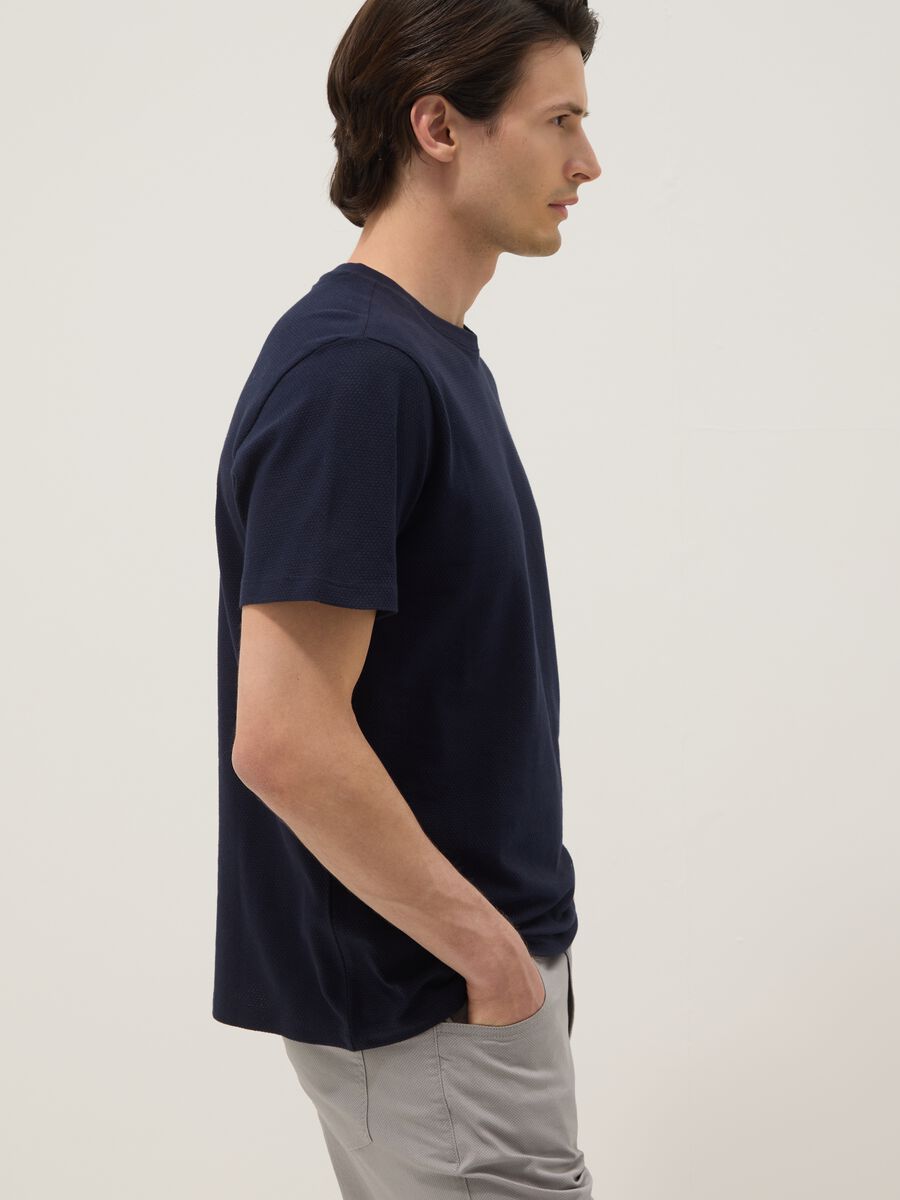 Blue short-sleeve pure cotton T-shirt_0