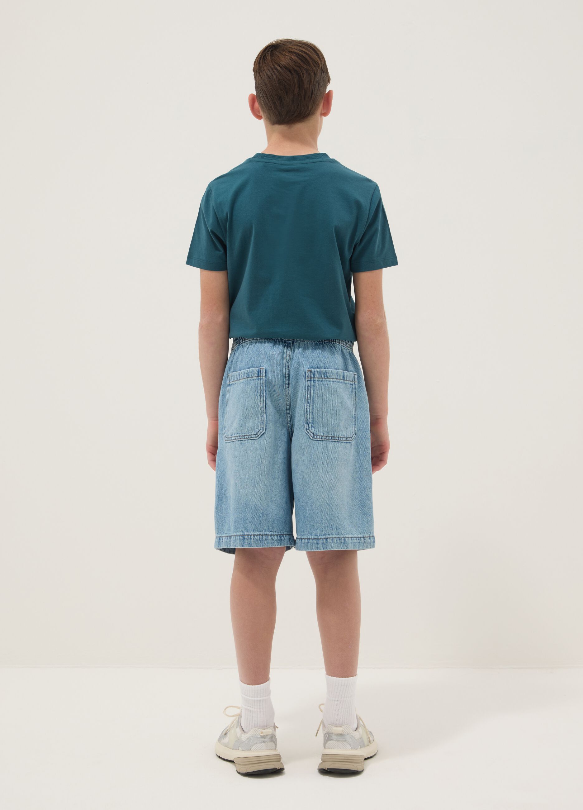 Blaue Denim-Shorts f&uuml;r Jungen aus Baumwollmix, Straight Fit