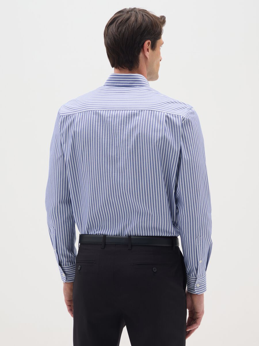 Blue Cotton Blend Regular Fit Shirt_1