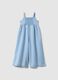 Salopette in misto cotone denim azzurro da bambina regular fit_1