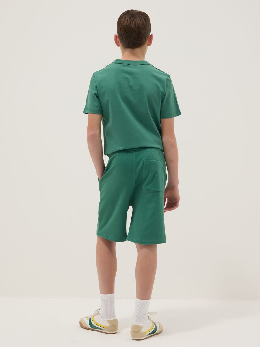 Boys&rsquo; green pure cotton shorts, relaxed fit_1