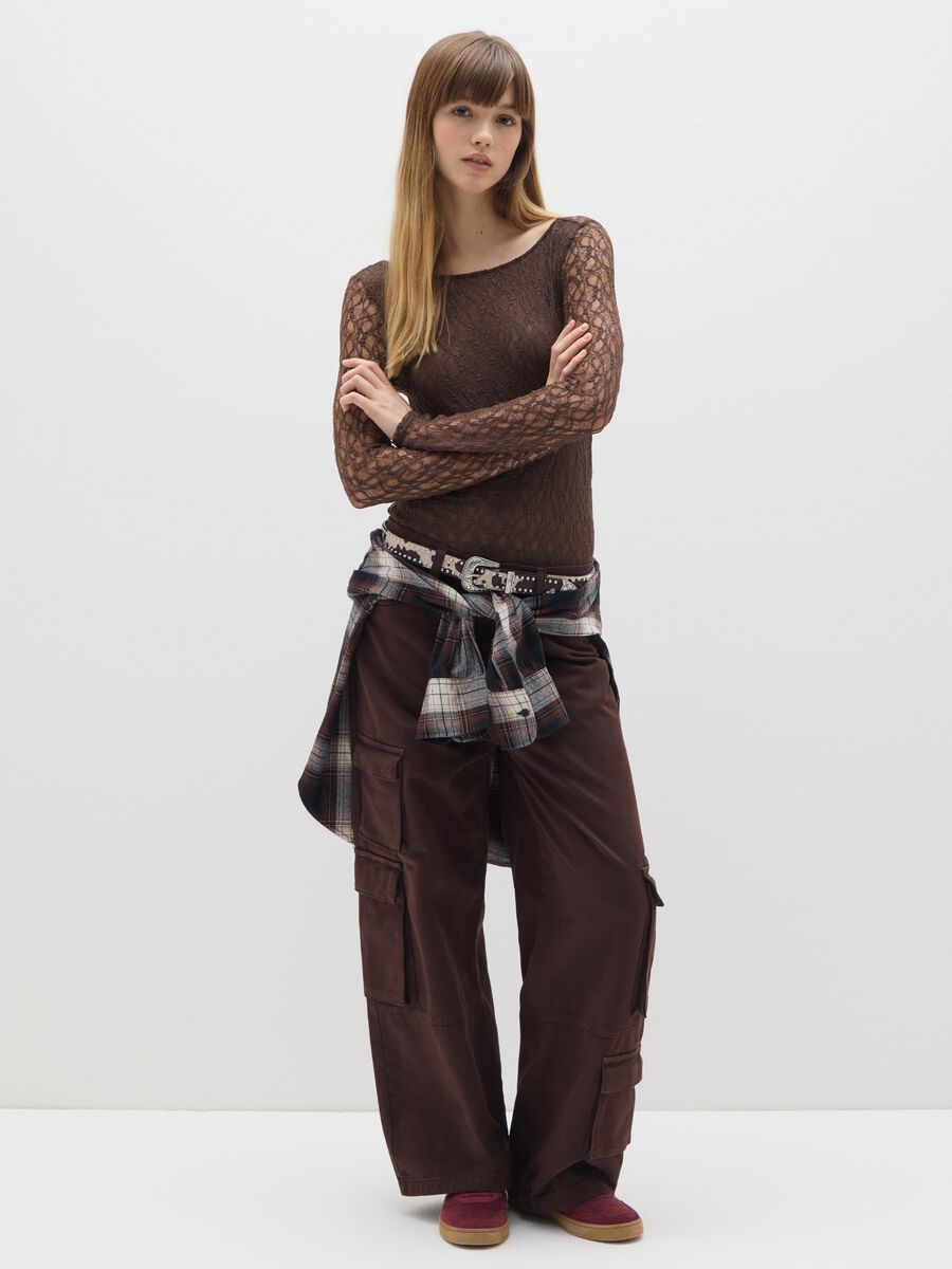 Brown stretch fabric bodysuit_2