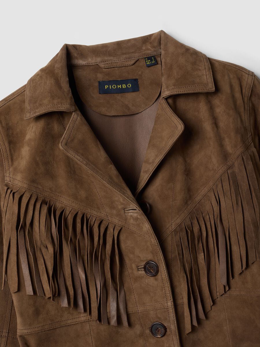 Brown fringed genuine leather jacket &ndash; regular fit_1