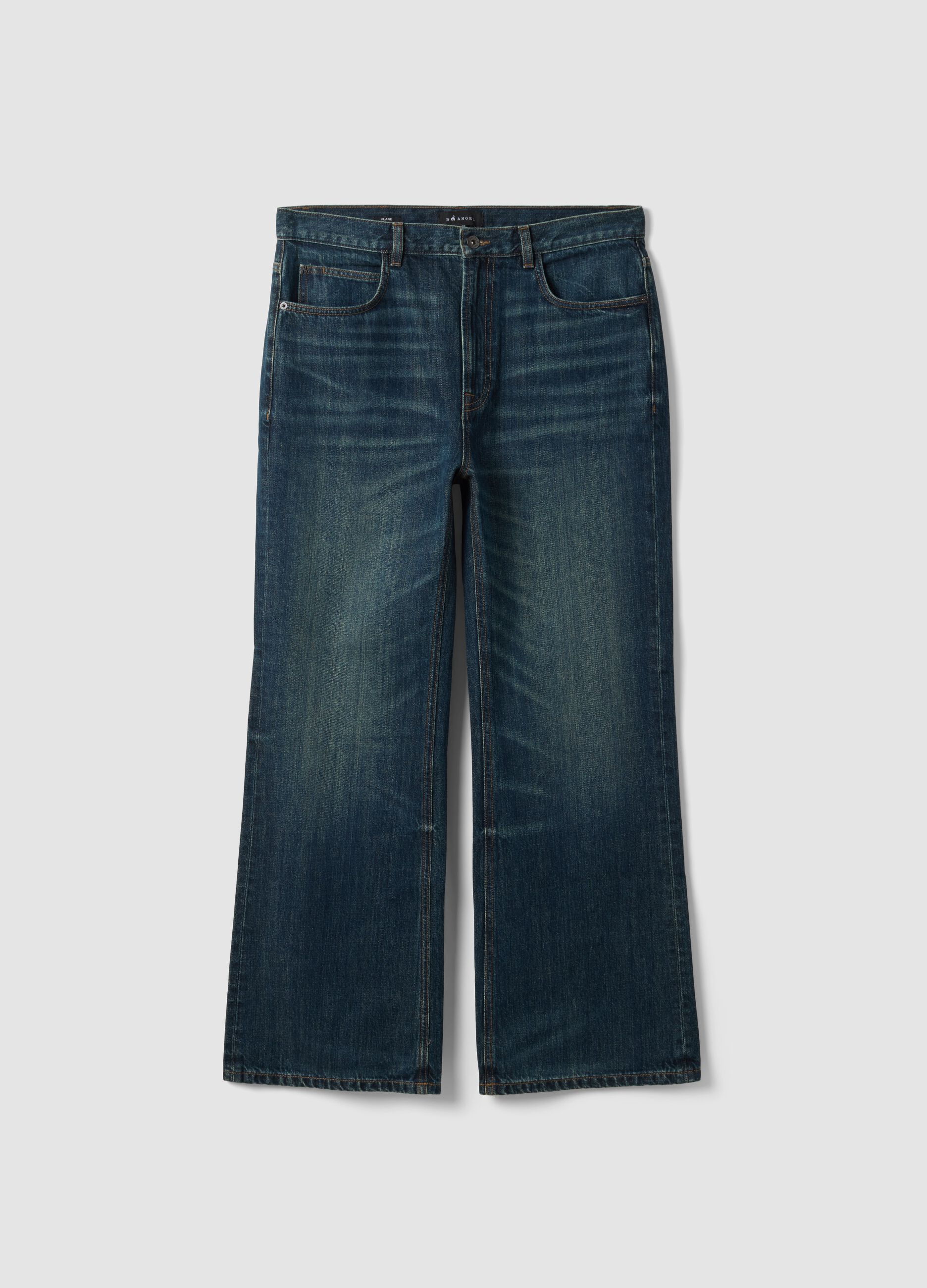 Jeans denim blu in puro cotone flare fit
