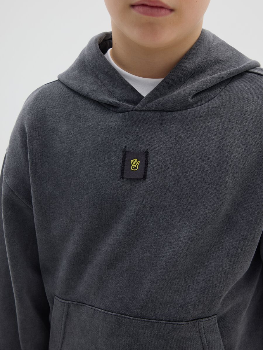 Boys' oversized grey cotton blend hoodie_2