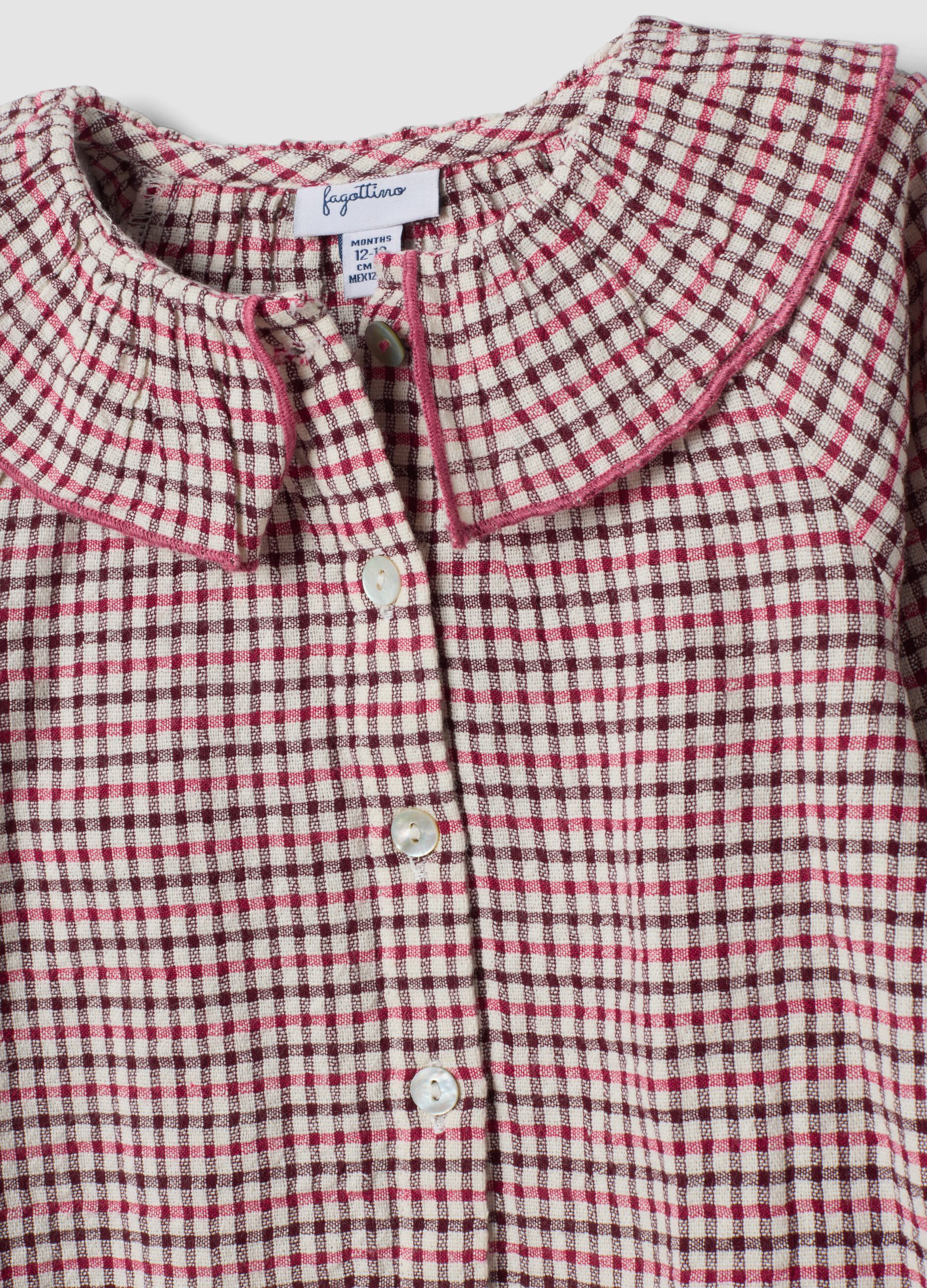 Camicia ecr&ugrave;, rosso bordeaux e rosa scuro in misto viscosa e cotone