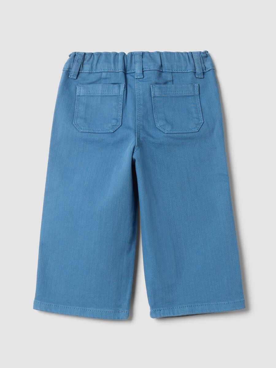 Pantaloni azzurri in cotone elasticizzato straight fit_1