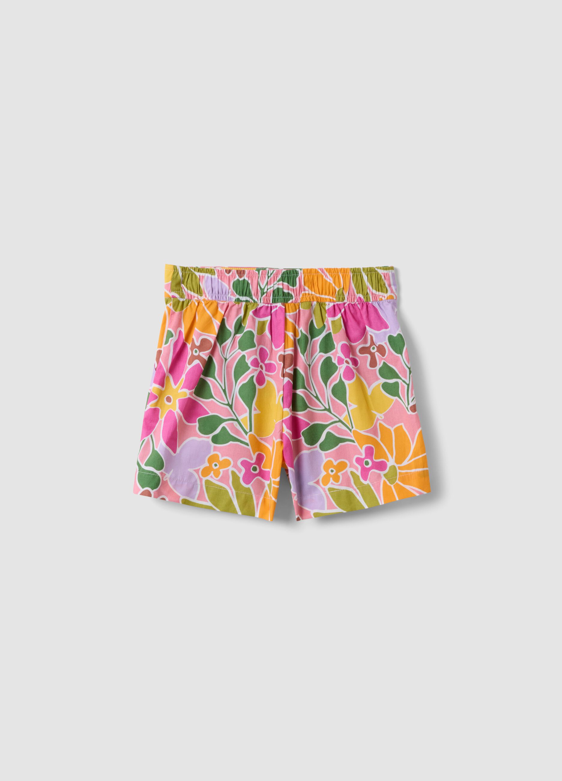 Cal&ccedil;&otilde;es multicolor em algod&atilde;o puro com estampado floral