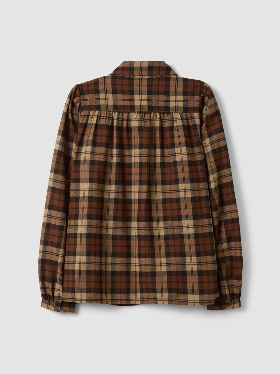 Brown checked shirt with classic collar_6