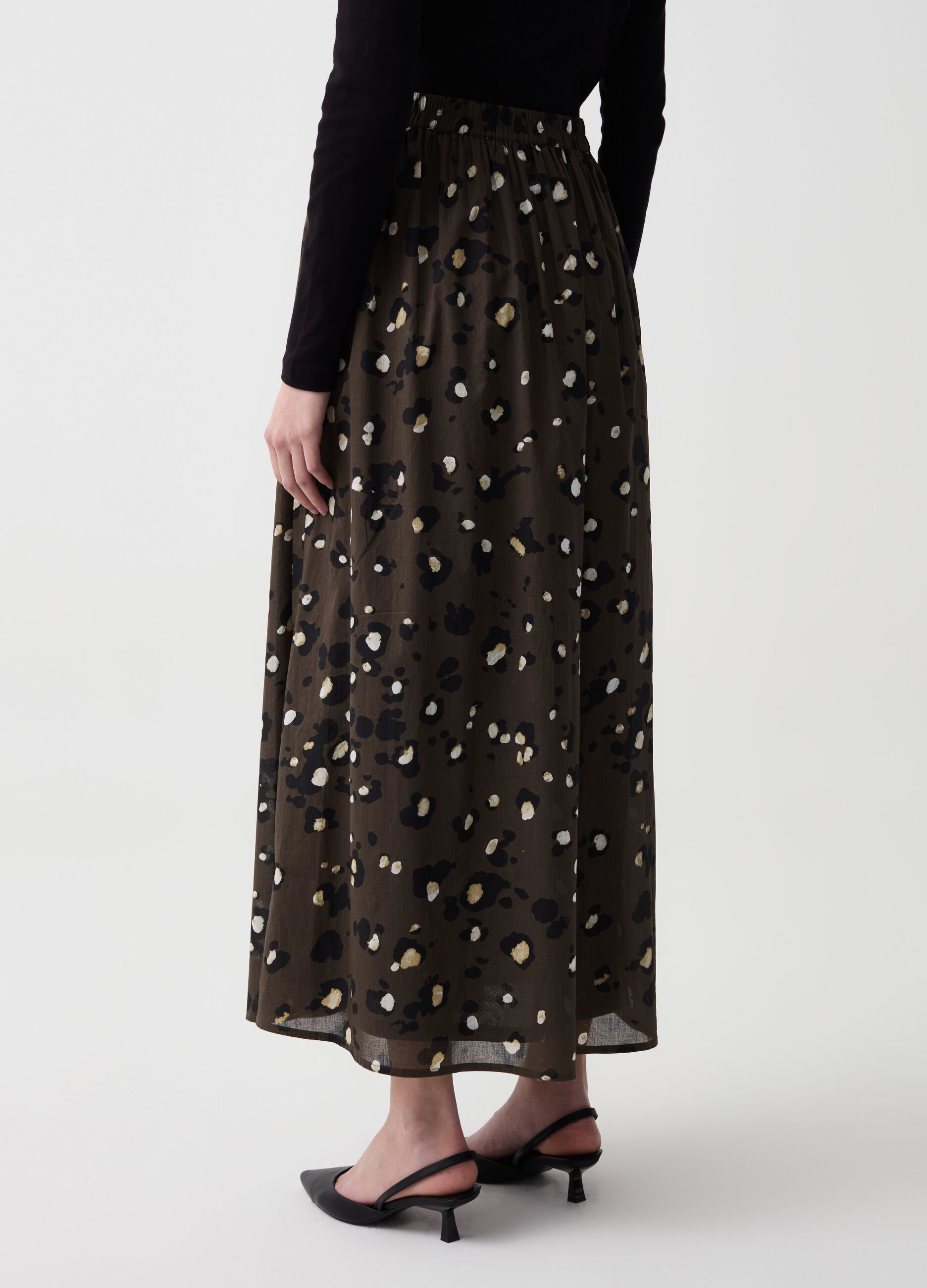 Long skirt with print in voile