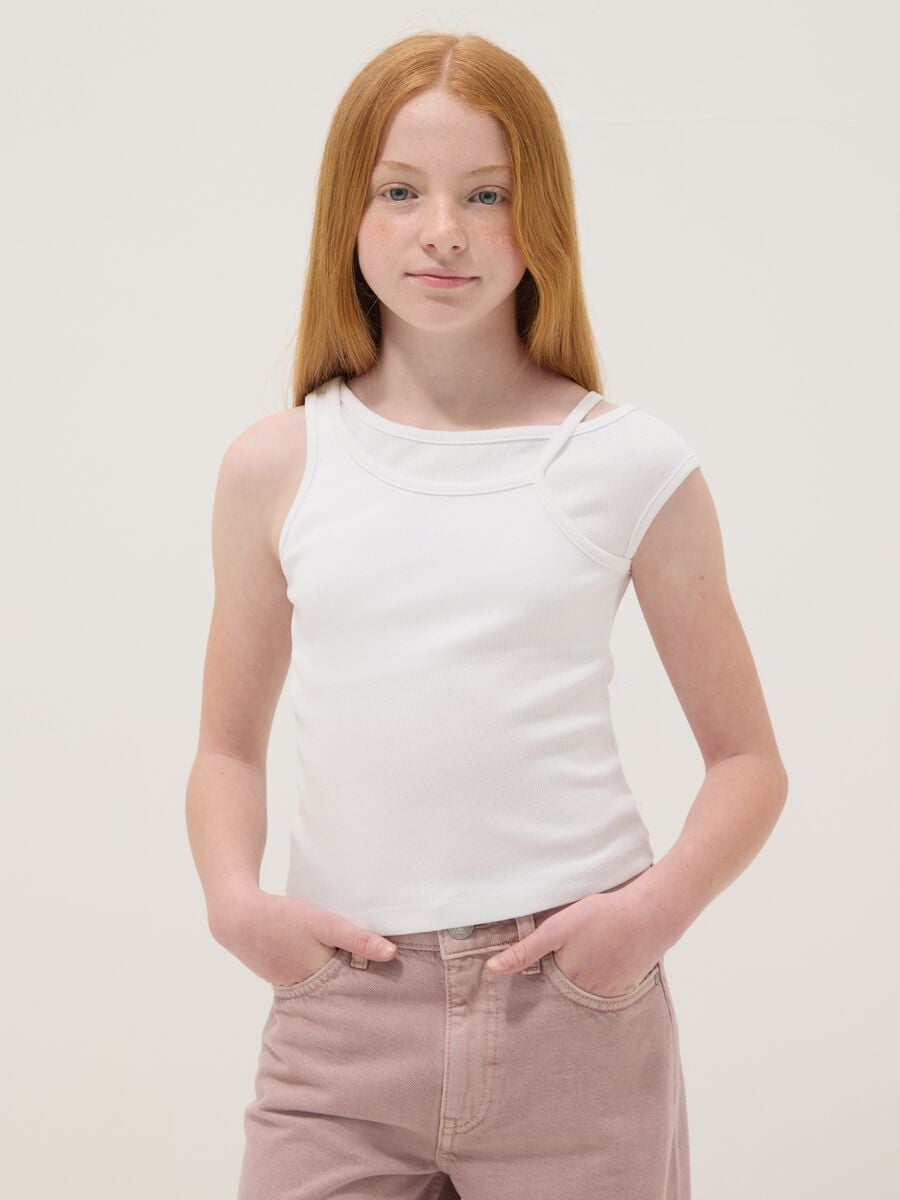 White stretch cotton top_0