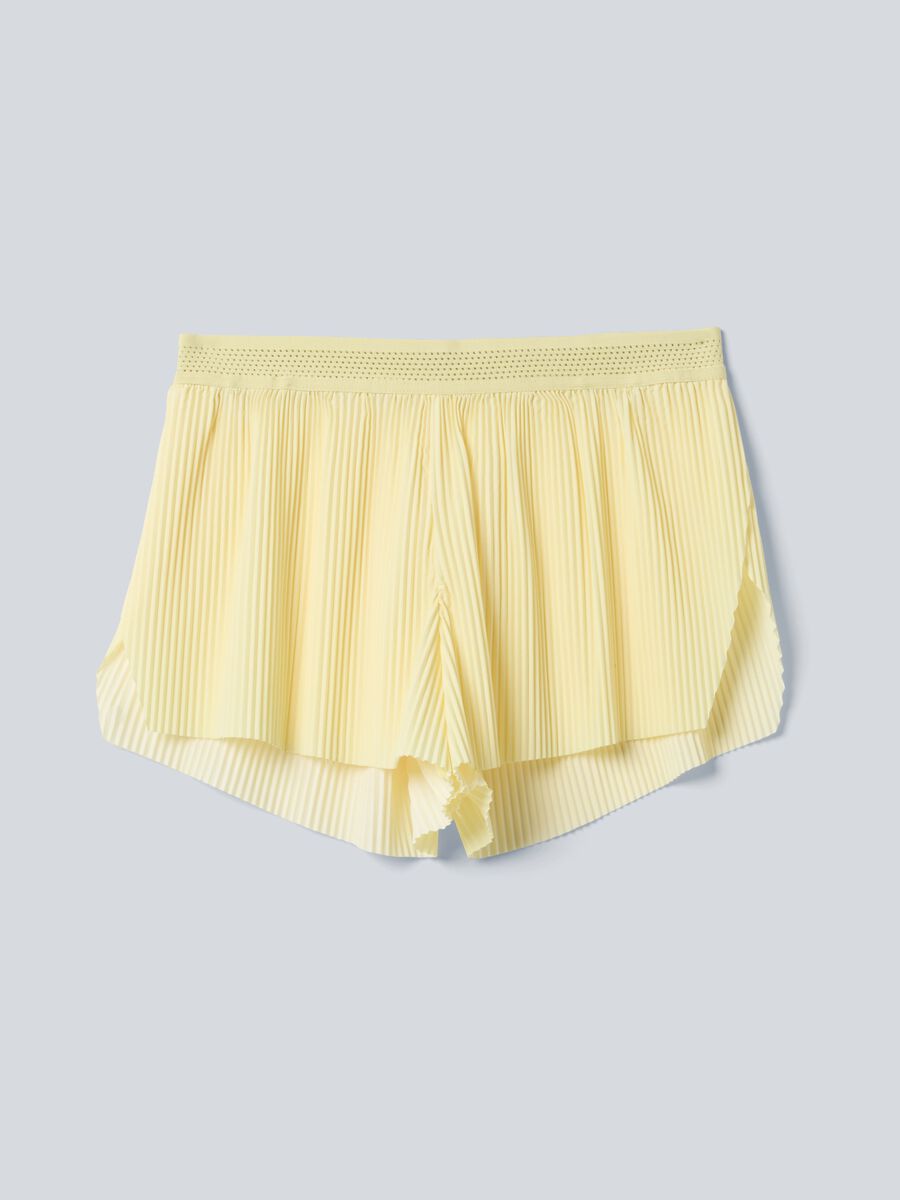Gelbe, sportliche Plissee-Shorts ALTAVIA COURT aus elastischem Material mit herausnehmbarem Innenshort_6