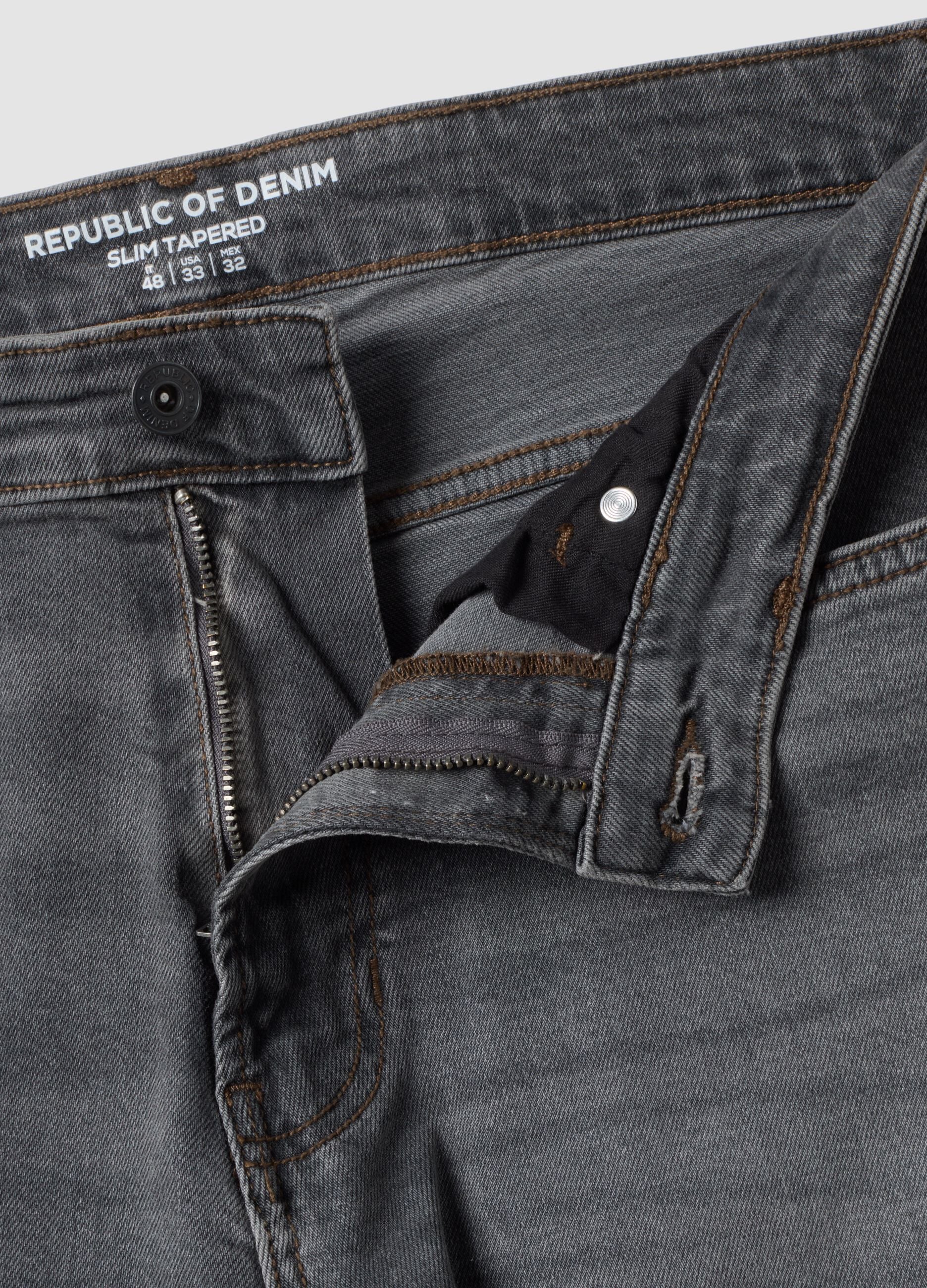 Graue Slim-Fit-Jeans aus Stretch-Baumwolle