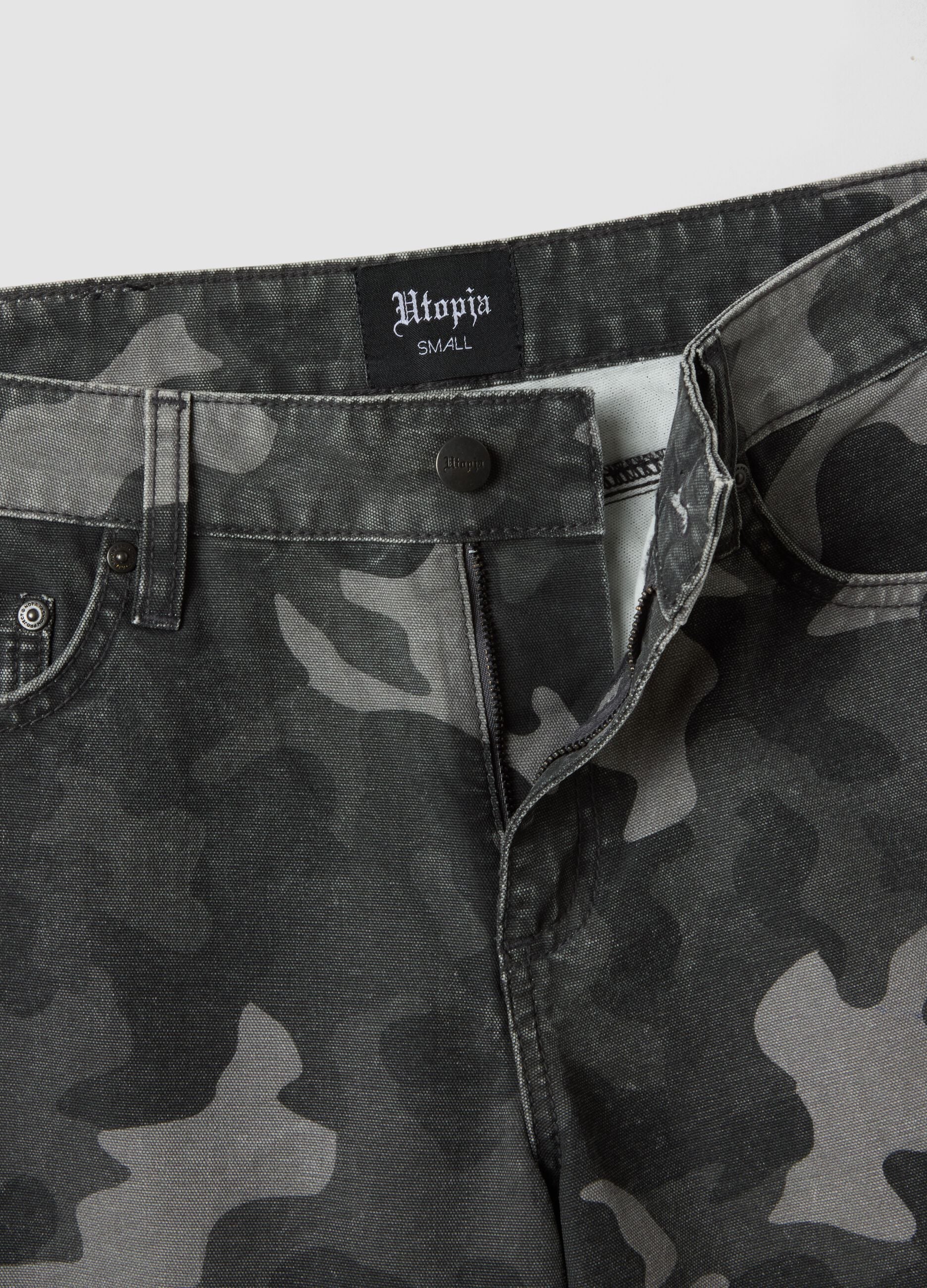 Wide Leg Denim Dark Camo