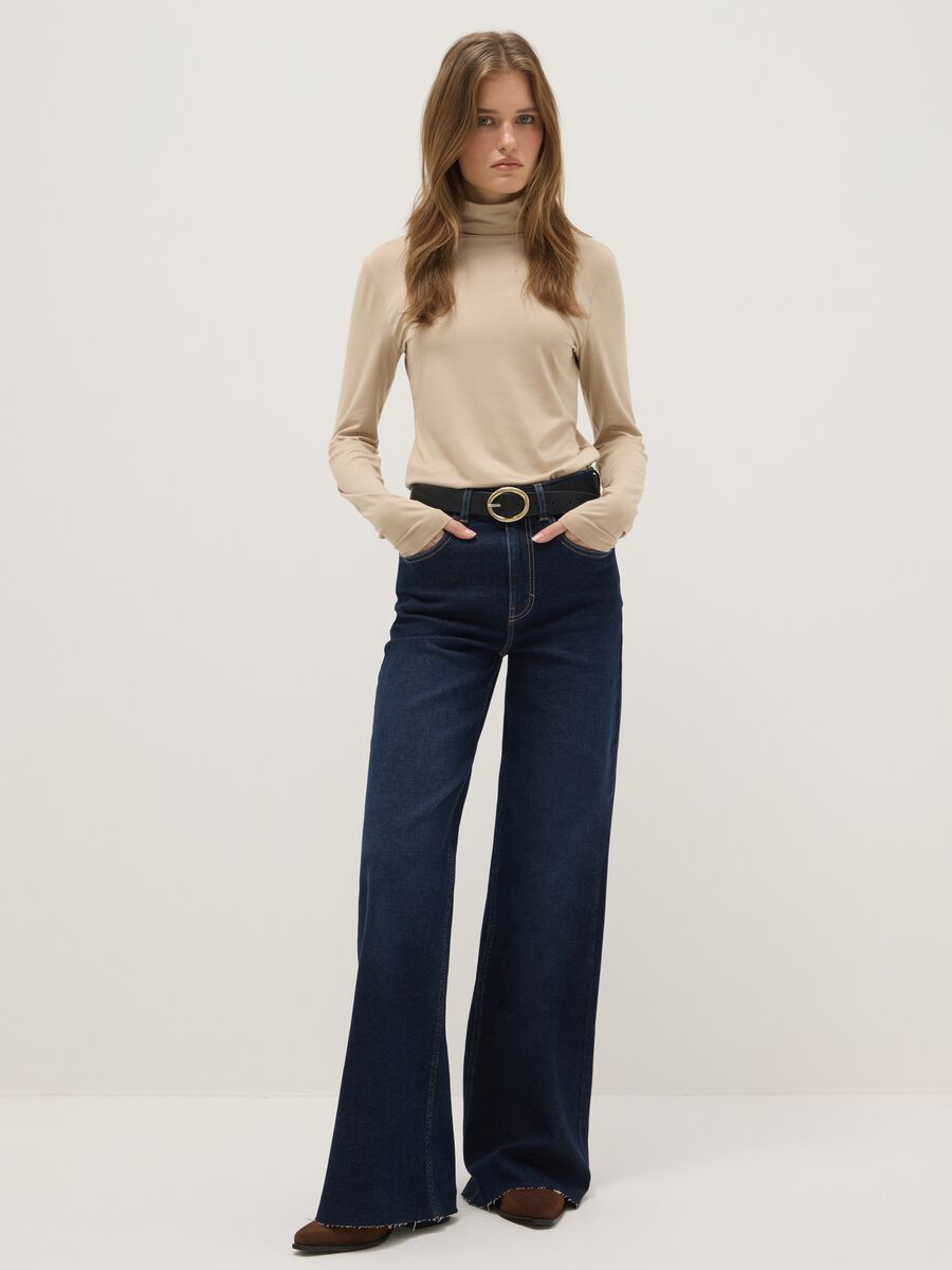 Beige Crew Neck Long Sleeve Regular Fit Sweater_1