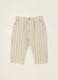 Beige striped pure cotton shorts_0