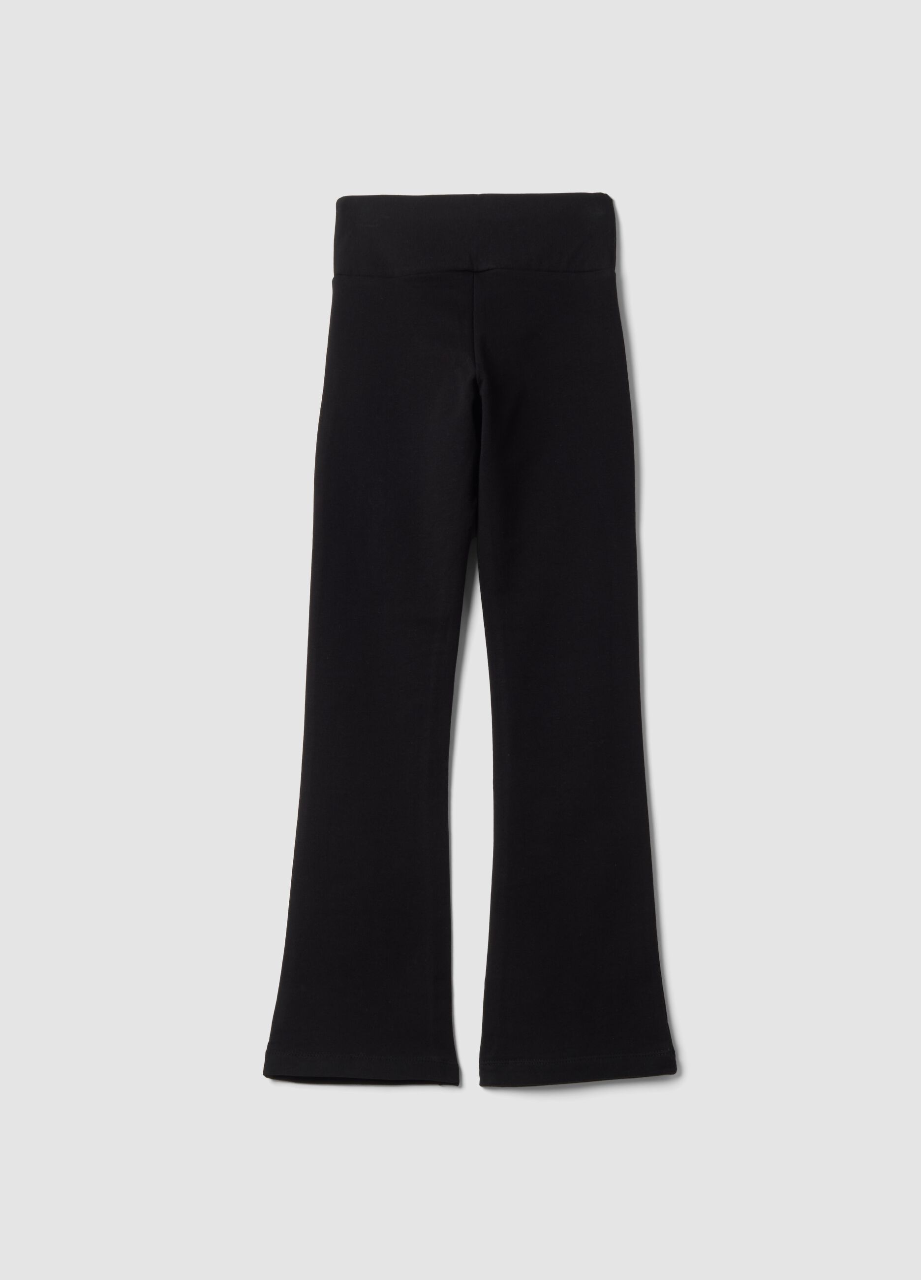 Black stretch cotton flare-leg leggings