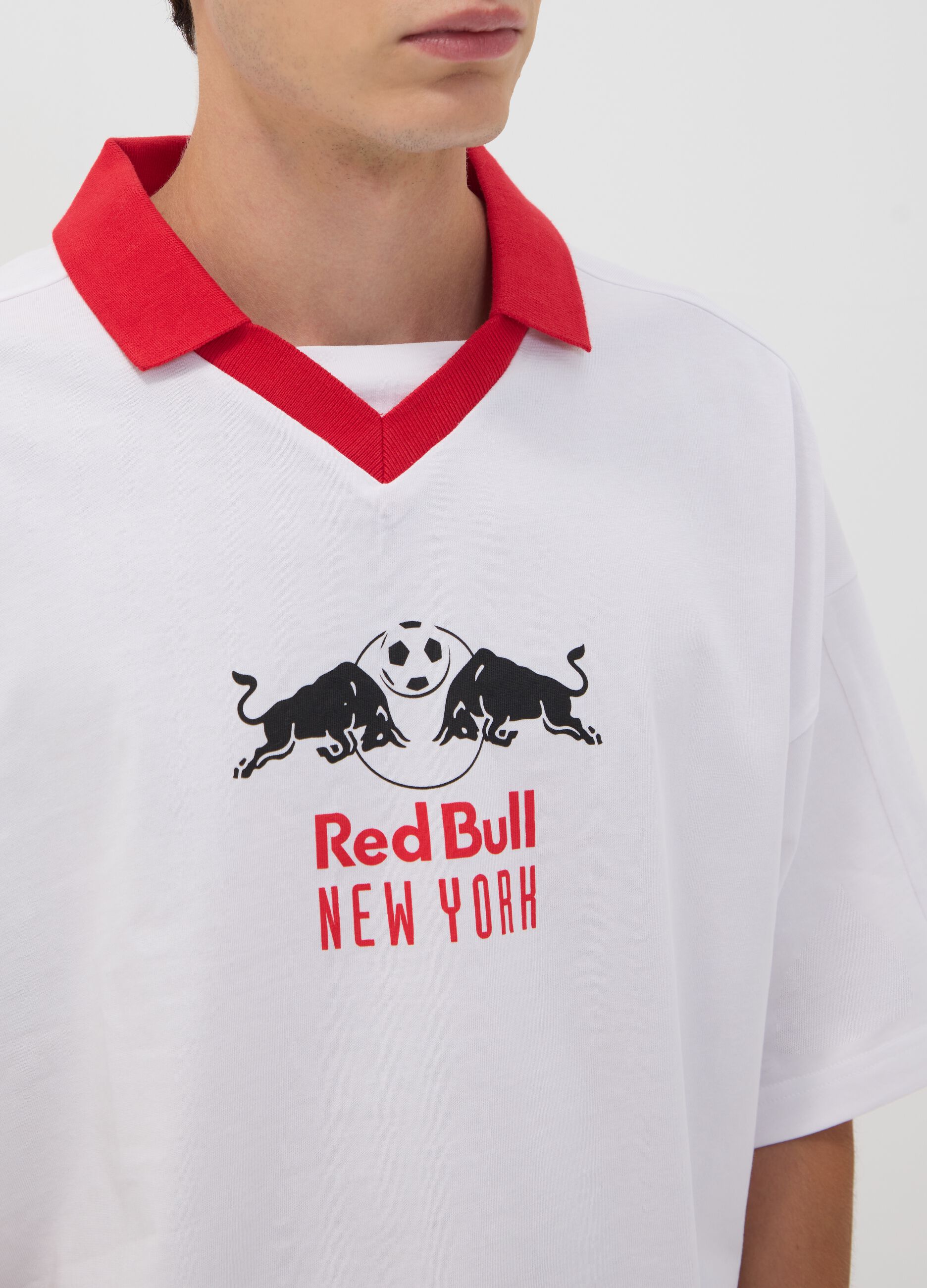 White pure cotton T-shirt with New York Red Bulls print
