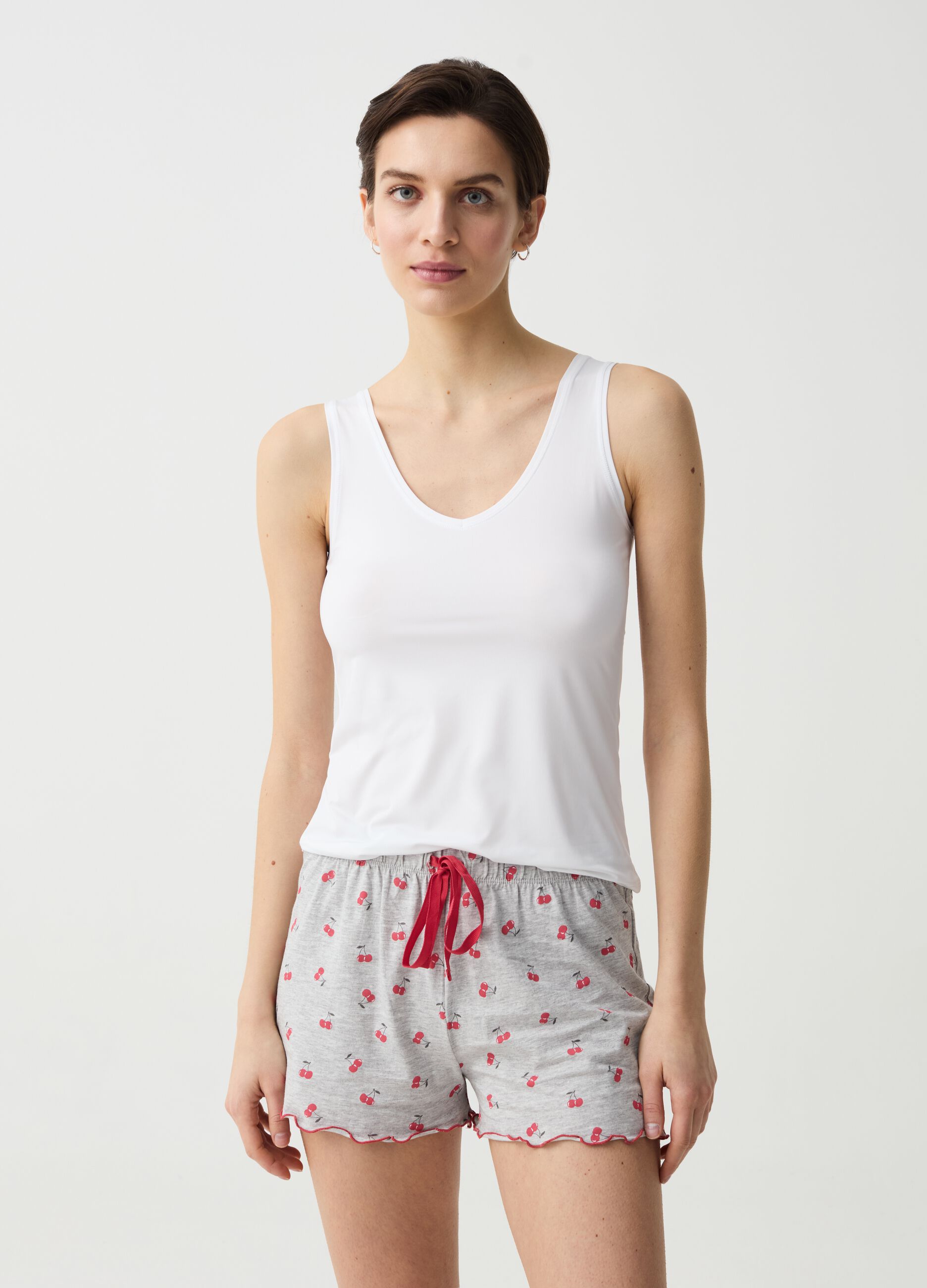 Shorts pijama con estampado cerezas